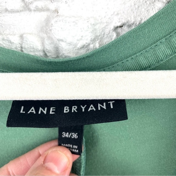 Lane Bryant Flowy V-Neck Sleeveless Green Gathered Hem Maxi Dress Size 34/36 - Picture 9 of 12